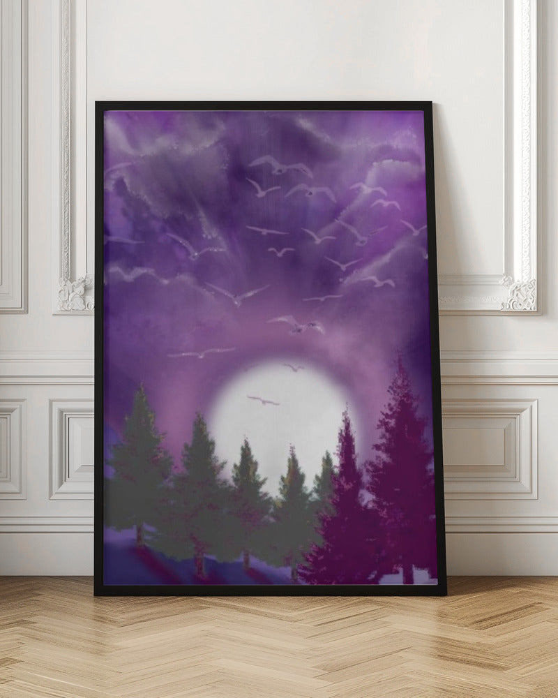 Wandbild MOND IM LILA HIMMEL Leinwandbild