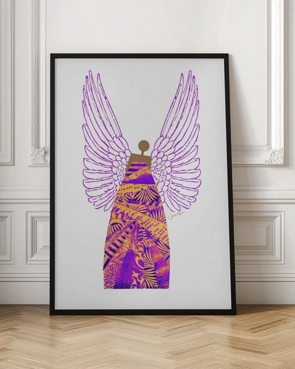 Wandbild Engel in Lila & Orange Leinwanddruck