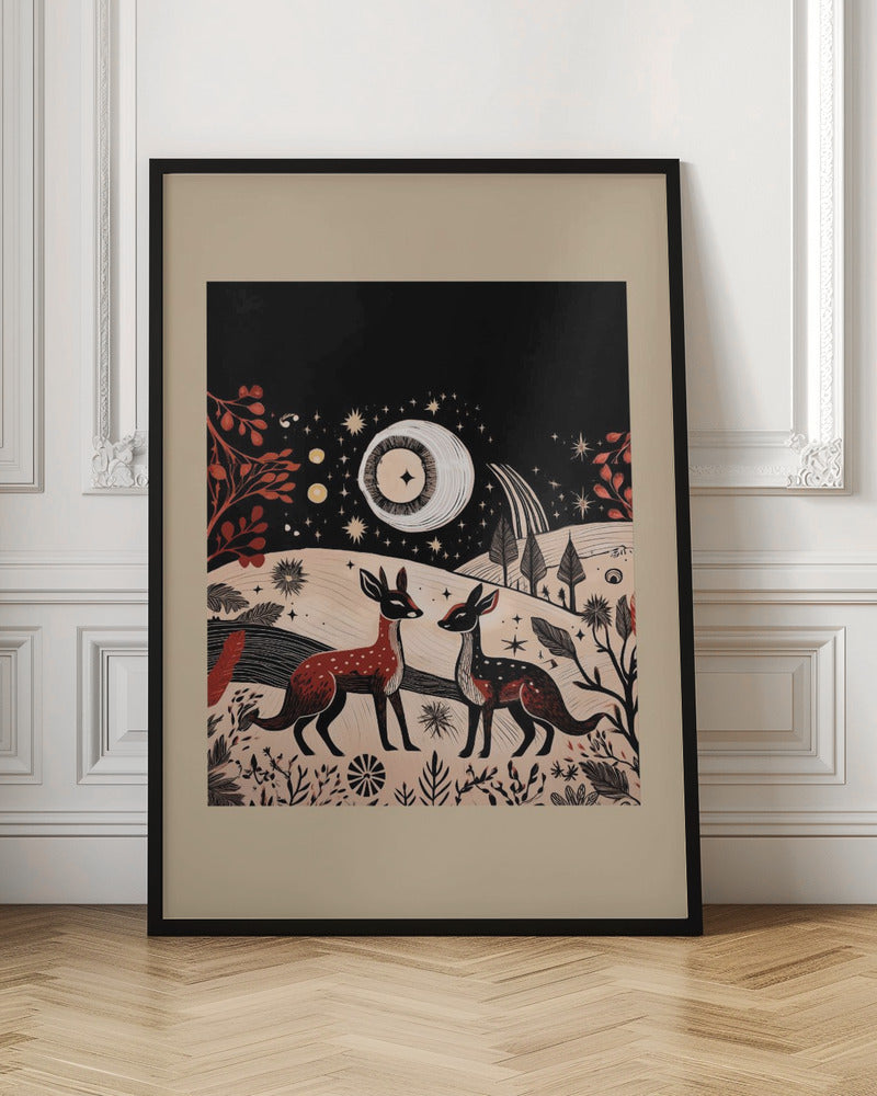Wandbild Skandinavisches Folk und Strickwaren: Folklore Feiertag 2 Leinwanddruck