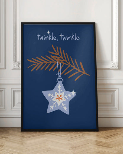 Wandbild Fröhlicher Glanz Weihnachtsstern blau Leinwandbild