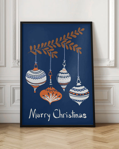 Wandbild Fröhliche kleine Weihnachtsbaumkugeln blau Leinwandbild