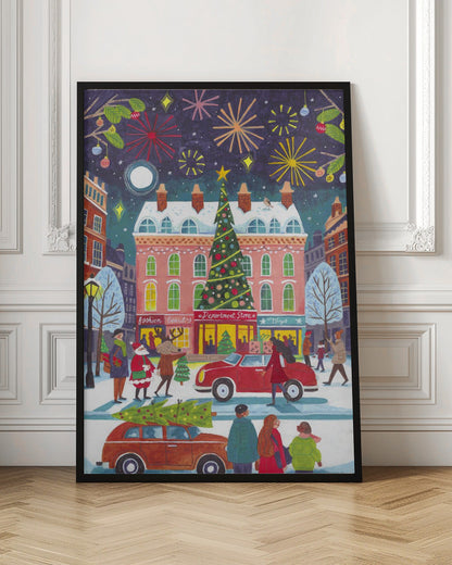 Wandbild Weihnachten in der Stadt Leinwanddruck