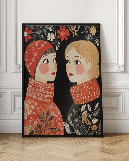 Wandbild Vintage Stil Mag Frauen Strickwaren Leinwanddruck