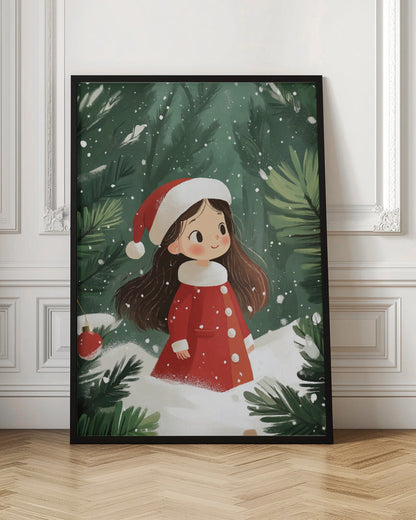 Wandbild Weihnachtsmädchen Leinwanddruck
