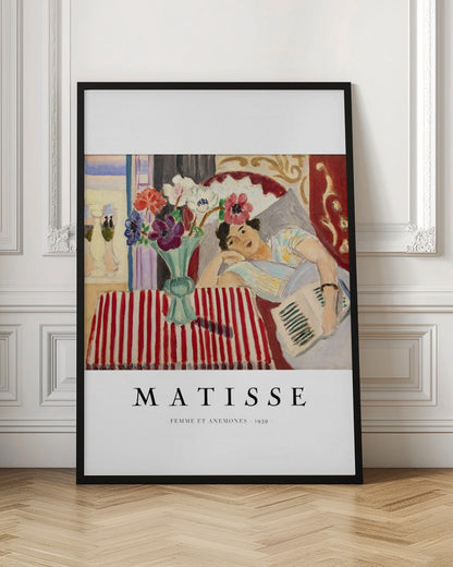 Wandbild Frau und Anemonen