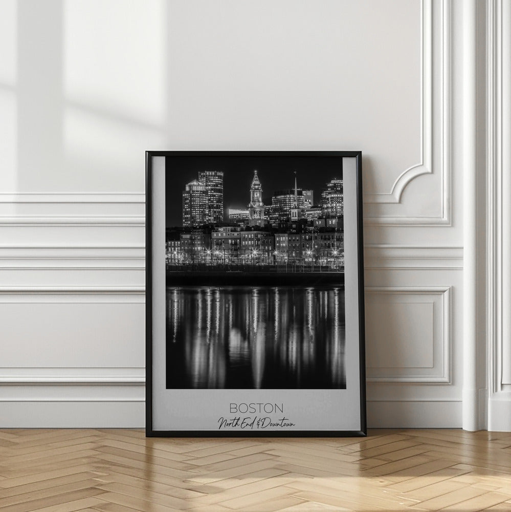 Wandbild BOSTON Abendliche Skyline von North End