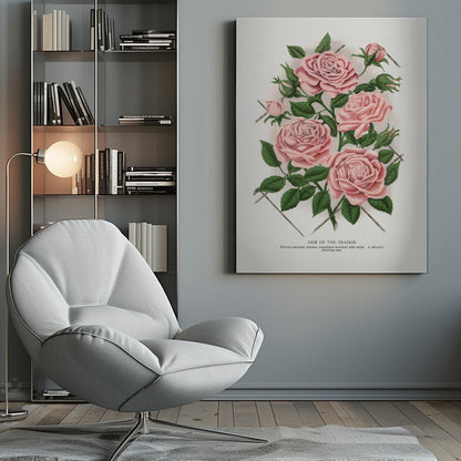Wandbild Rosa Rose, Lithographie „Gem of the Prairie“.