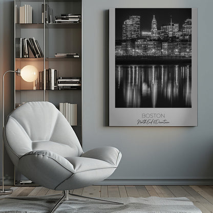 Wandbild BOSTON Abendliche Skyline von North End