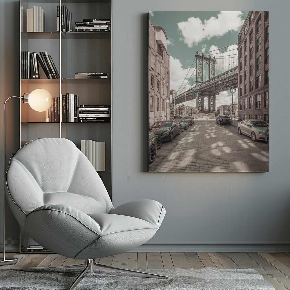 Wandbild NEW YORK CITY Manhattan Bridge | urbaner Vintage-Stil