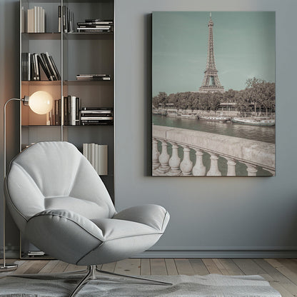 Wandbild PARIS Eiffelturm & Seine | urbaner Vintage-Stil