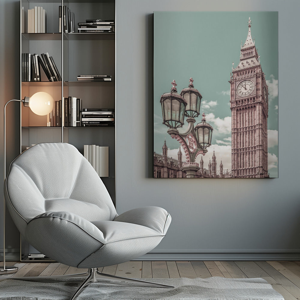 Wandbild LONDON Elizabeth Tower | urbaner Vintage-Stil