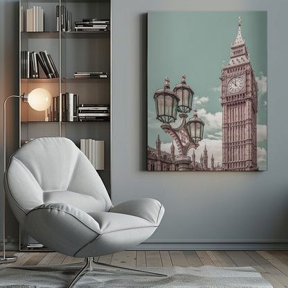 Wandbild LONDON Elizabeth Tower | urbaner Vintage-Stil