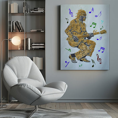 Wandbild Gitarrist Noten Leinwanddruck
