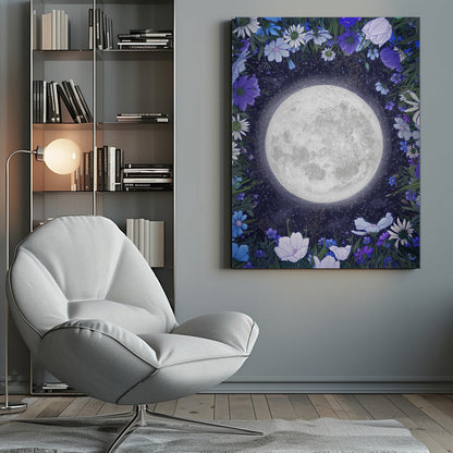 Wandbild Mitternacht auf der Wiese Blau Original