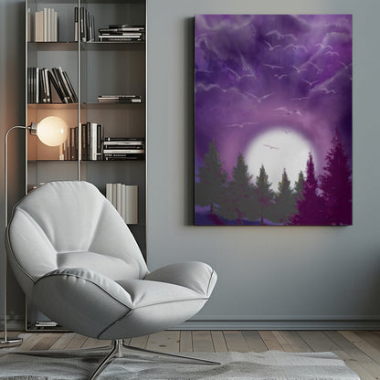 Wandbild MOND IM LILA HIMMEL Leinwandbild