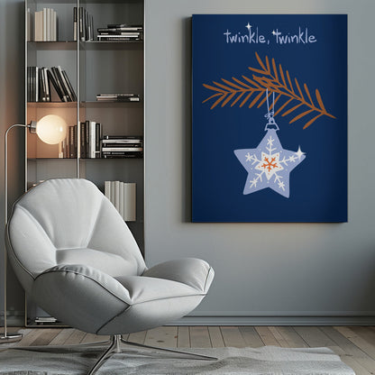 Wandbild Fröhlicher Glanz Weihnachtsstern blau Leinwandbild
