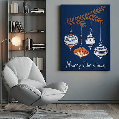 Wandbild Fröhliche kleine Weihnachtsbaumkugeln blau Leinwandbild