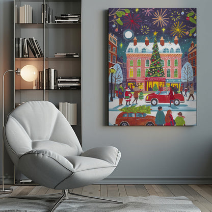 Wandbild Weihnachten in der Stadt Leinwanddruck