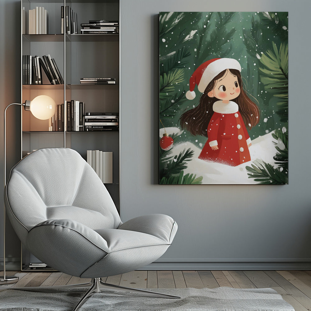 Wandbild Weihnachtsmädchen Leinwanddruck