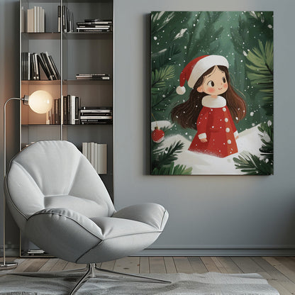 Wandbild Weihnachtsmädchen Leinwanddruck