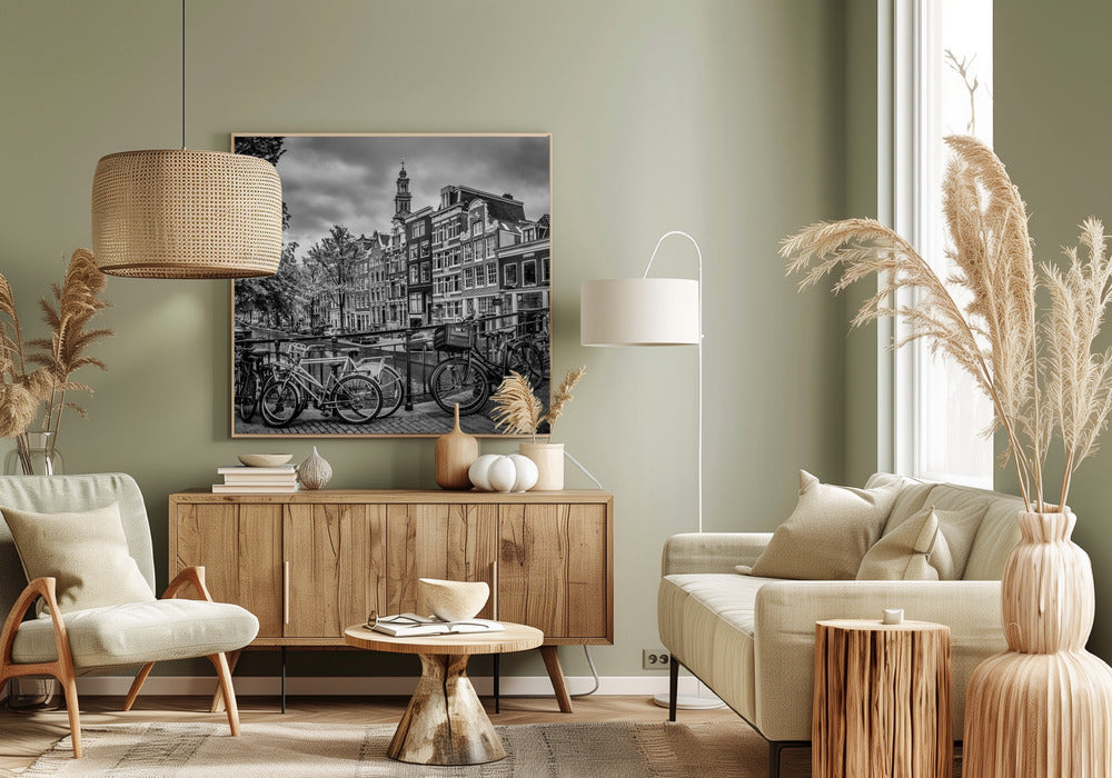 Wandbild AMSTERDAM Blumengracht schwarz & weiß