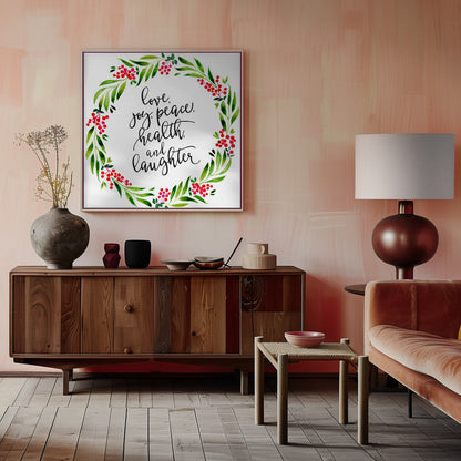 Wandbild Aquarellkranz mit Weihnachtswünschen