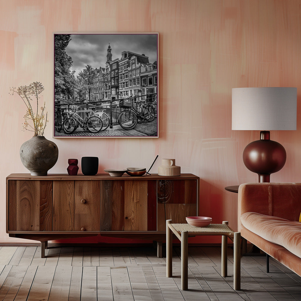 Wandbild AMSTERDAM Blumengracht schwarz & weiß
