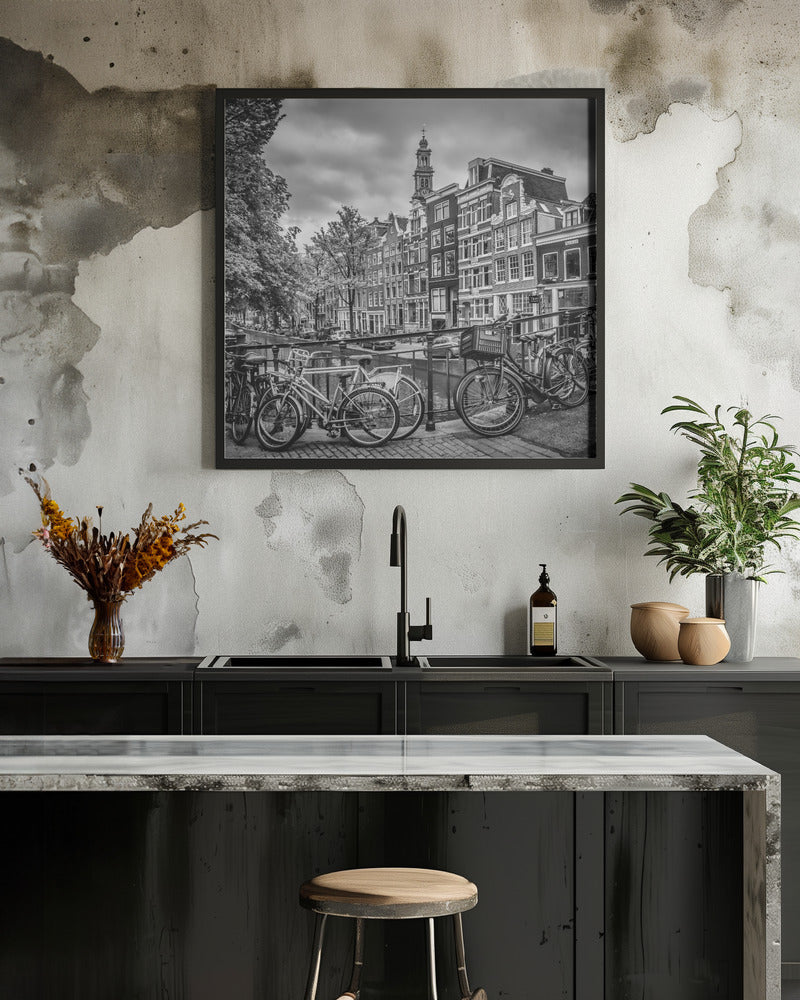 Wandbild AMSTERDAM Blumengracht schwarz & weiß