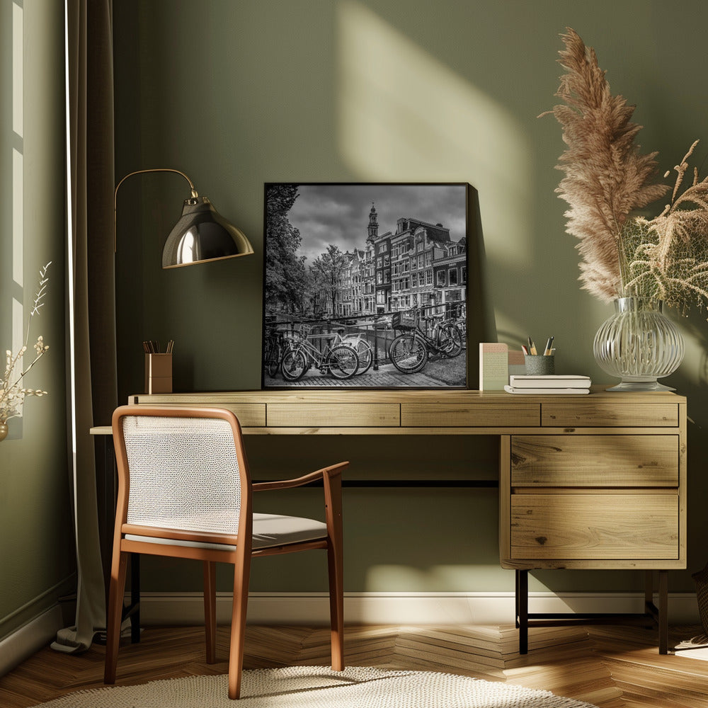 Wandbild AMSTERDAM Blumengracht schwarz & weiß