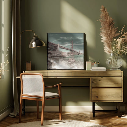 Wandbild GOLDEN GATE BRIDGE Küstenimpression | urbaner Vintage-Stil