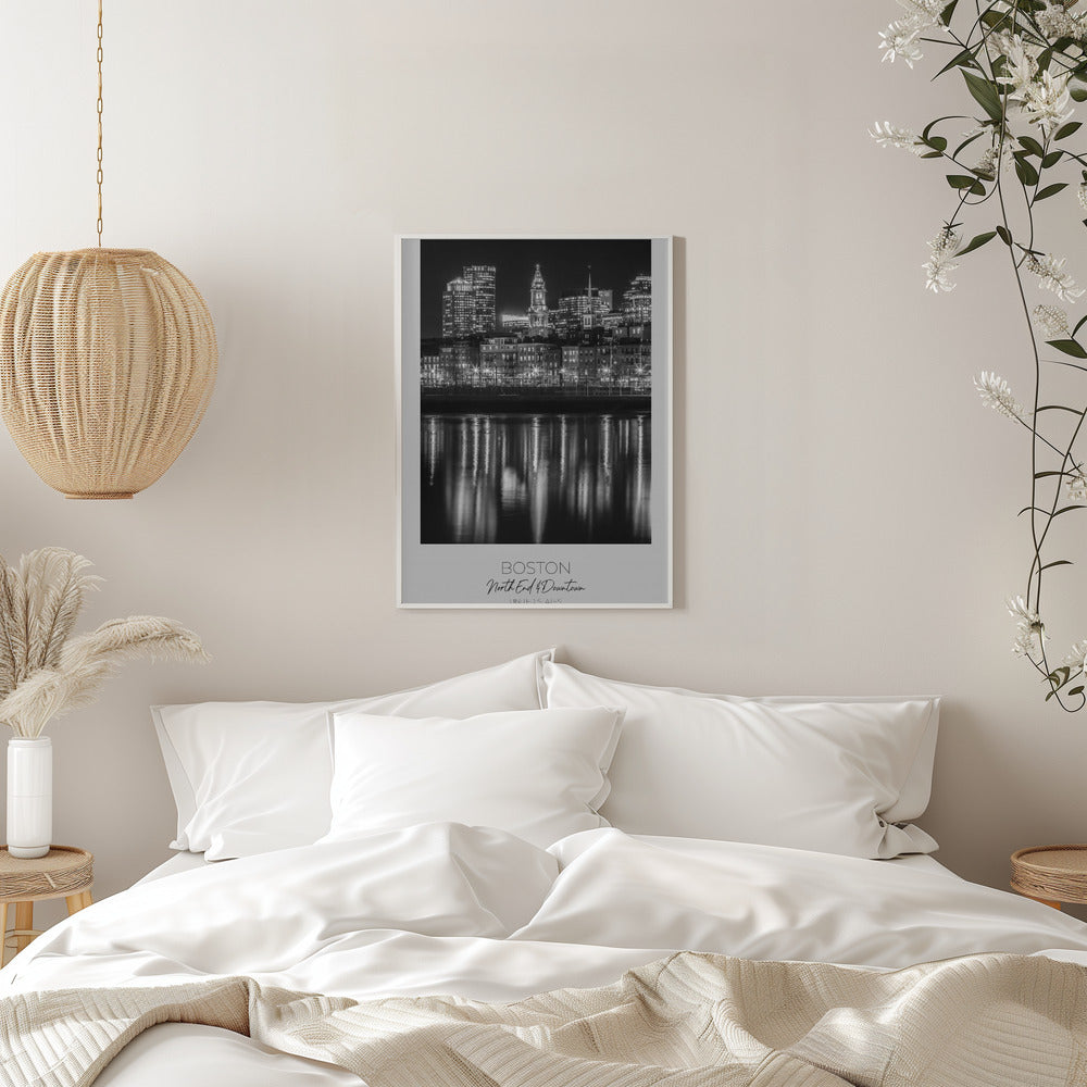 Wandbild BOSTON Abendliche Skyline von North End