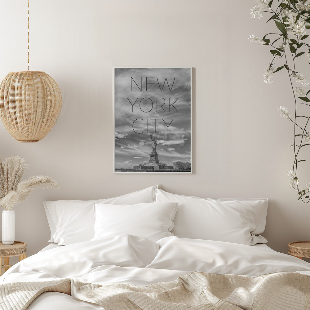 Wandbild NYC Freiheitsstatue | Text Skyline
