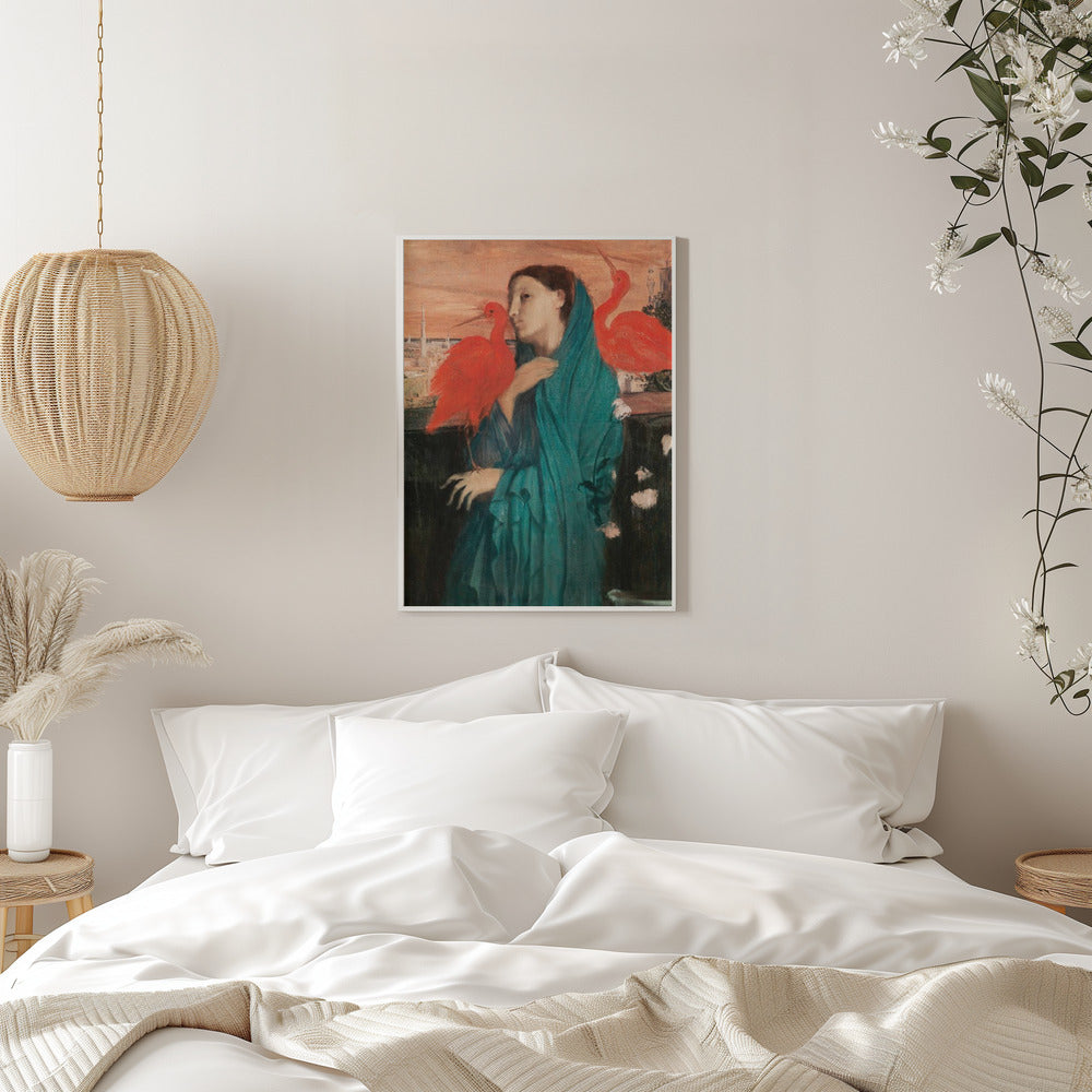 Wandbild Junge Frau mit Ibis