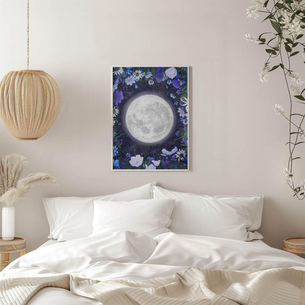 Wandbild Mitternacht auf der Wiese Blau Original