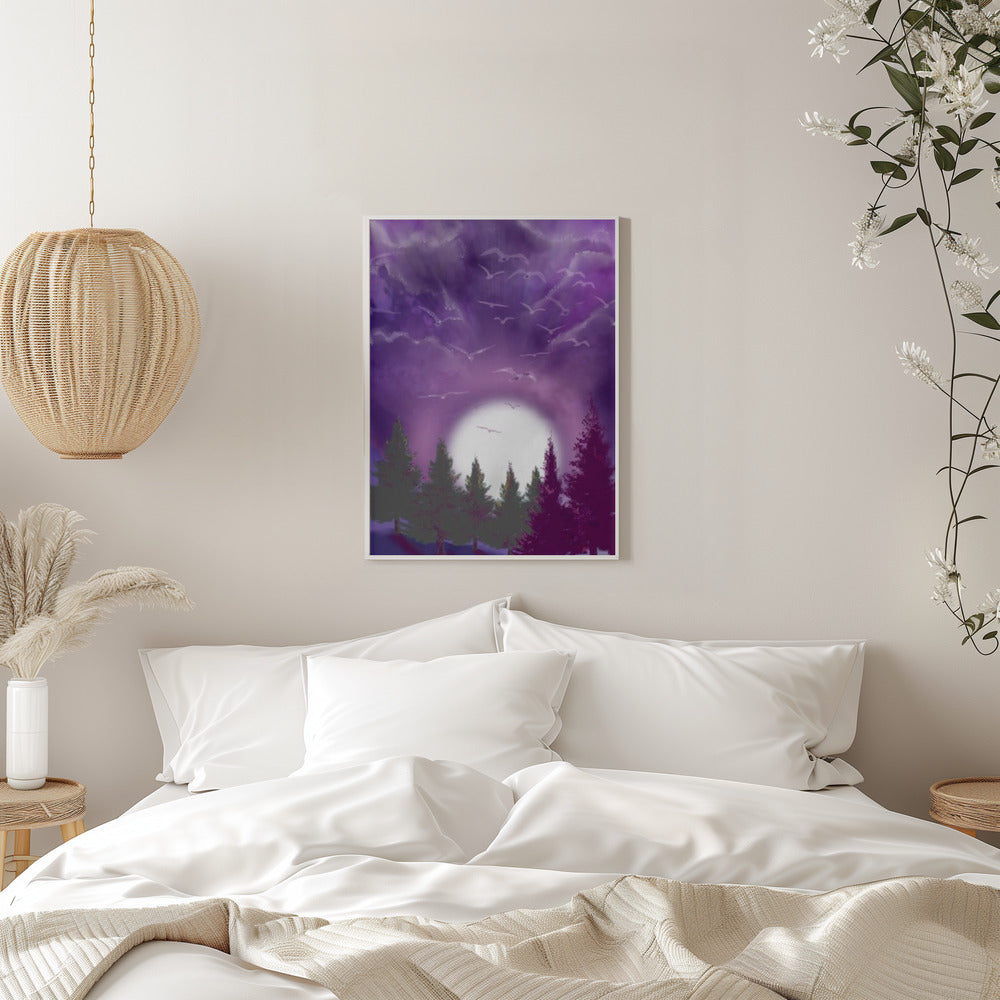 Wandbild MOND IM LILA HIMMEL Leinwandbild