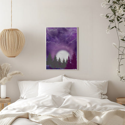 Wandbild MOND IM LILA HIMMEL Leinwandbild