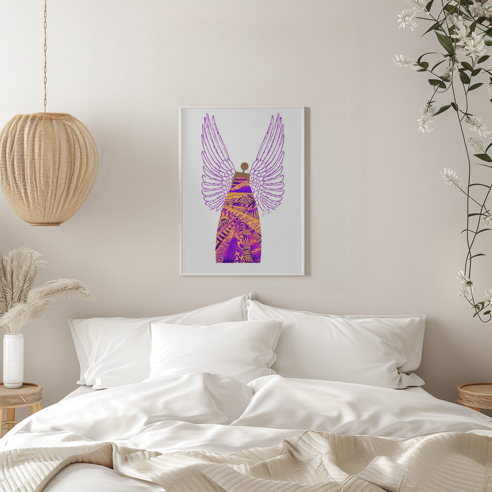 Wandbild Engel in Lila & Orange Leinwanddruck
