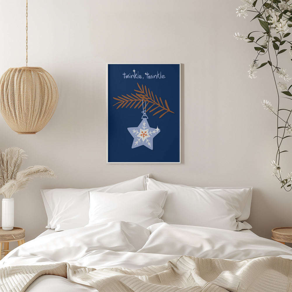 Wandbild Fröhlicher Glanz Weihnachtsstern blau Leinwandbild