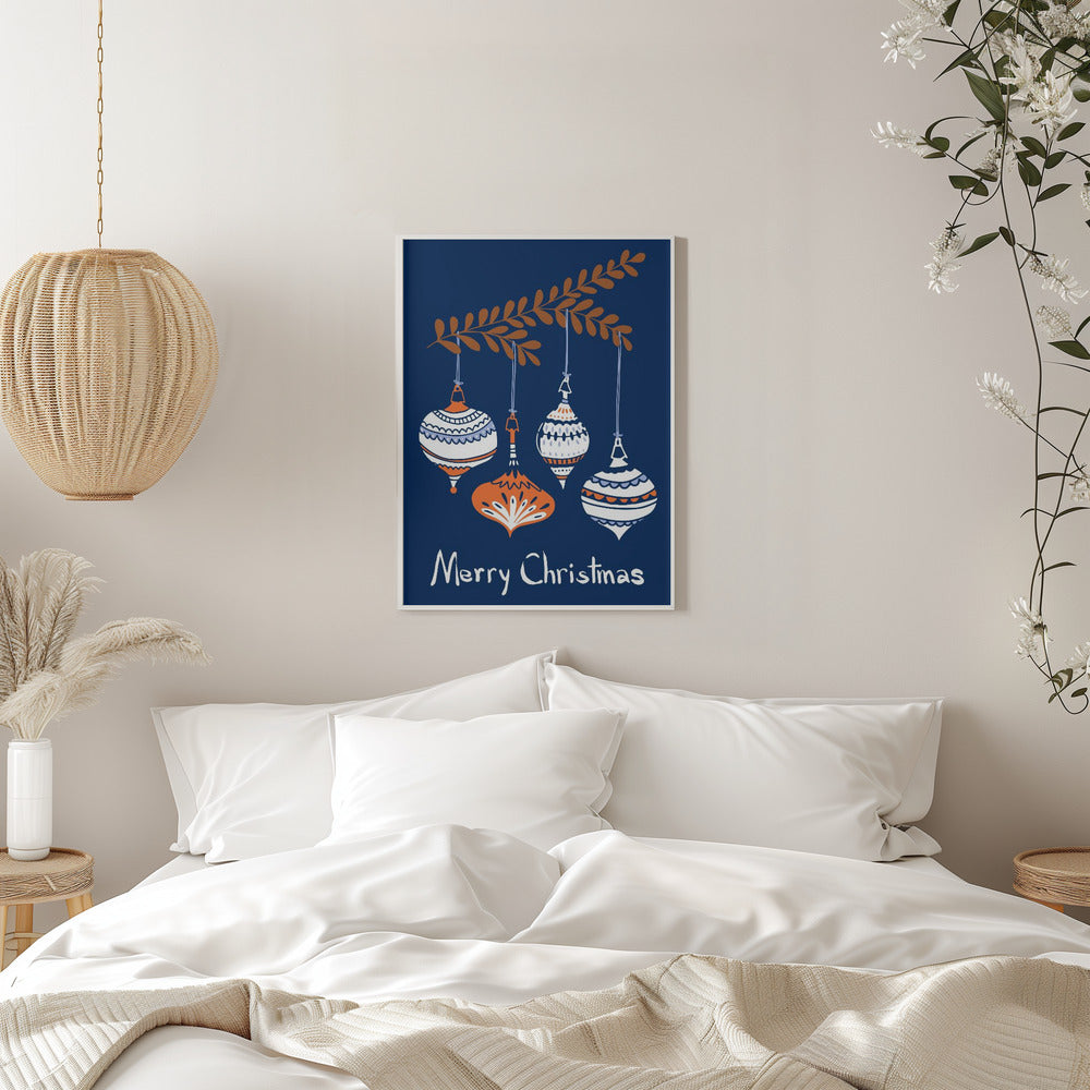 Wandbild Fröhliche kleine Weihnachtsbaumkugeln blau Leinwandbild