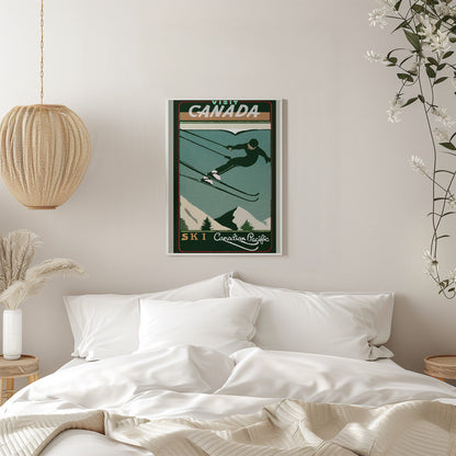Wandkunst Wintertourismus: Vintage-Ski-Kanada-Poster