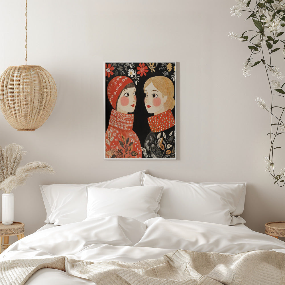 Wandbild Vintage Stil Mag Frauen Strickwaren Leinwanddruck