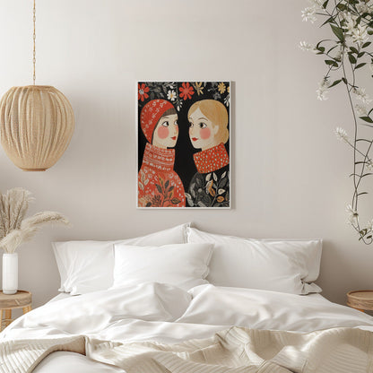 Wandbild Vintage Stil Mag Frauen Strickwaren Leinwanddruck