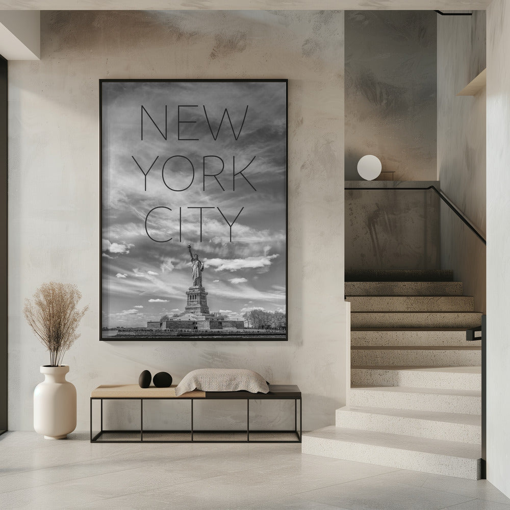 Wandbild NYC Freiheitsstatue | Text Skyline