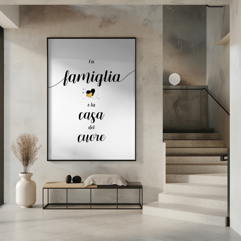 Wandbild Die Familie ist das Zuhause des Herzens - Italienischer Leinwanddruck