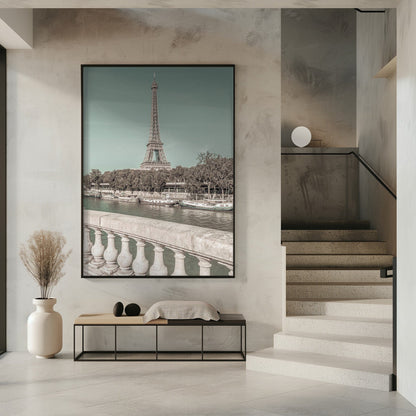 Wandbild PARIS Eiffelturm & Seine | urbaner Vintage-Stil
