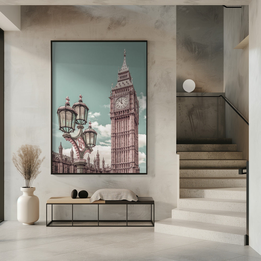 Wandbild LONDON Elizabeth Tower | urbaner Vintage-Stil
