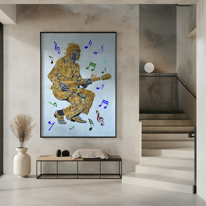 Wandbild Gitarrist Noten Leinwanddruck