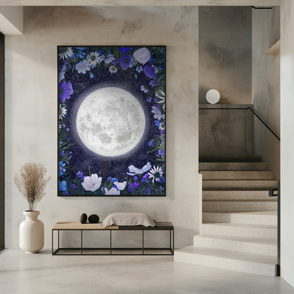 Wandbild Mitternacht auf der Wiese Blau Original