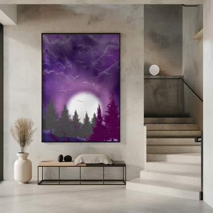 Wandbild MOND IM LILA HIMMEL Leinwandbild