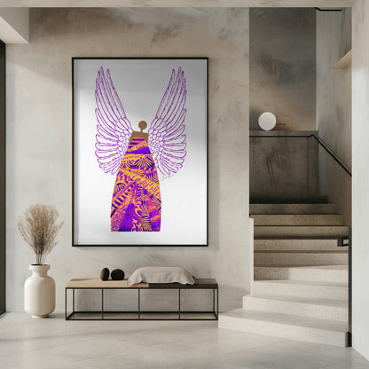 Wandbild Engel in Lila & Orange Leinwanddruck